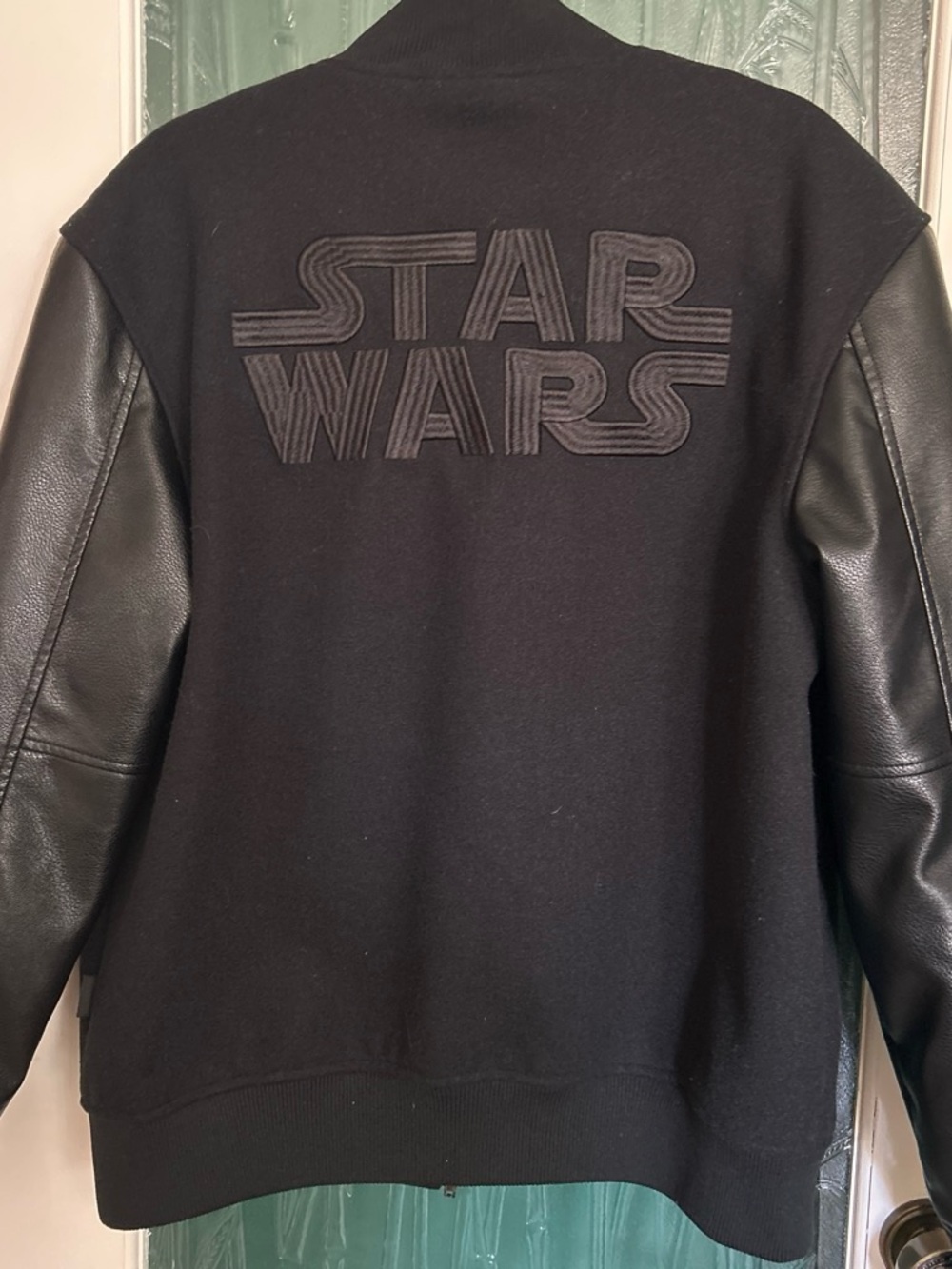 Star Wars Black Bomber Jacket with Faux Leather Sleeves